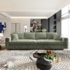 4 Seat Sofa, Deep Seat Couches With Soft Pillows And Movable Ottoman, Convertible Sofa Lounge Chair, For Living Room - Green - Image 6