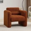 Modern Accent Chair Upholstered Comfy Reading Arm Chair Lambskin Sherpa Fabric - Burnt Orange - Image 4