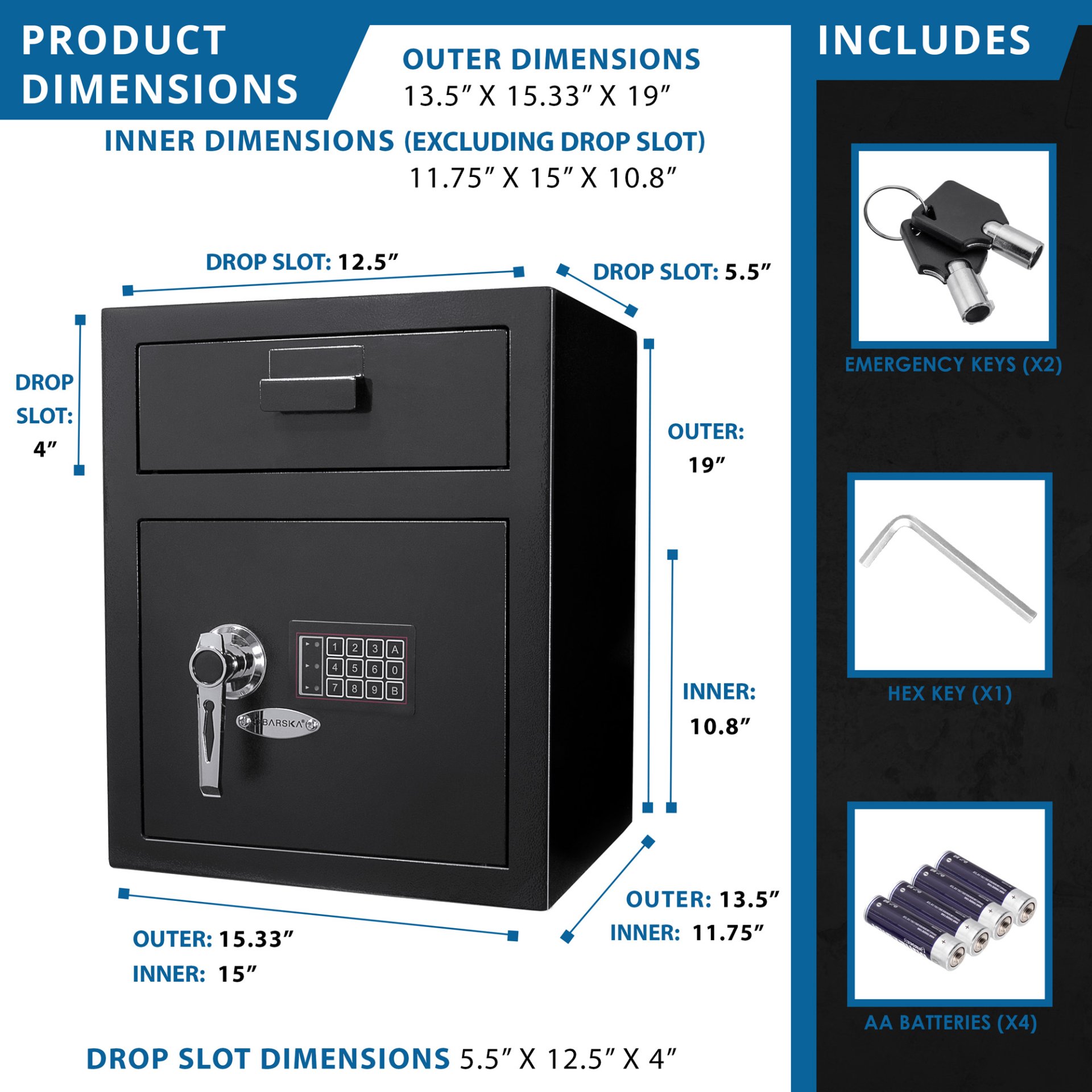 1 1 Cu Ft Keypad Depository Safe - Black - Image 3