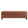 Wendover - Elegant Velvet Tufted Storage Bench With Lift Up Top And Birch Wood Legs - Ochre - Image 4