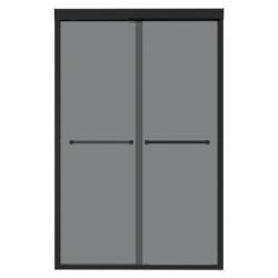 Double Sliding Glass Shower Door 8Mm Tempered Glass With Stainless Steel Frame - Matte Black