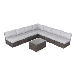 6 Person Outdoor Seating Group With Cushions - Brown