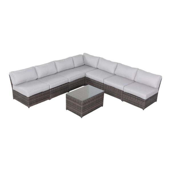 6 Person Outdoor Seating Group With Cushions - Brown
