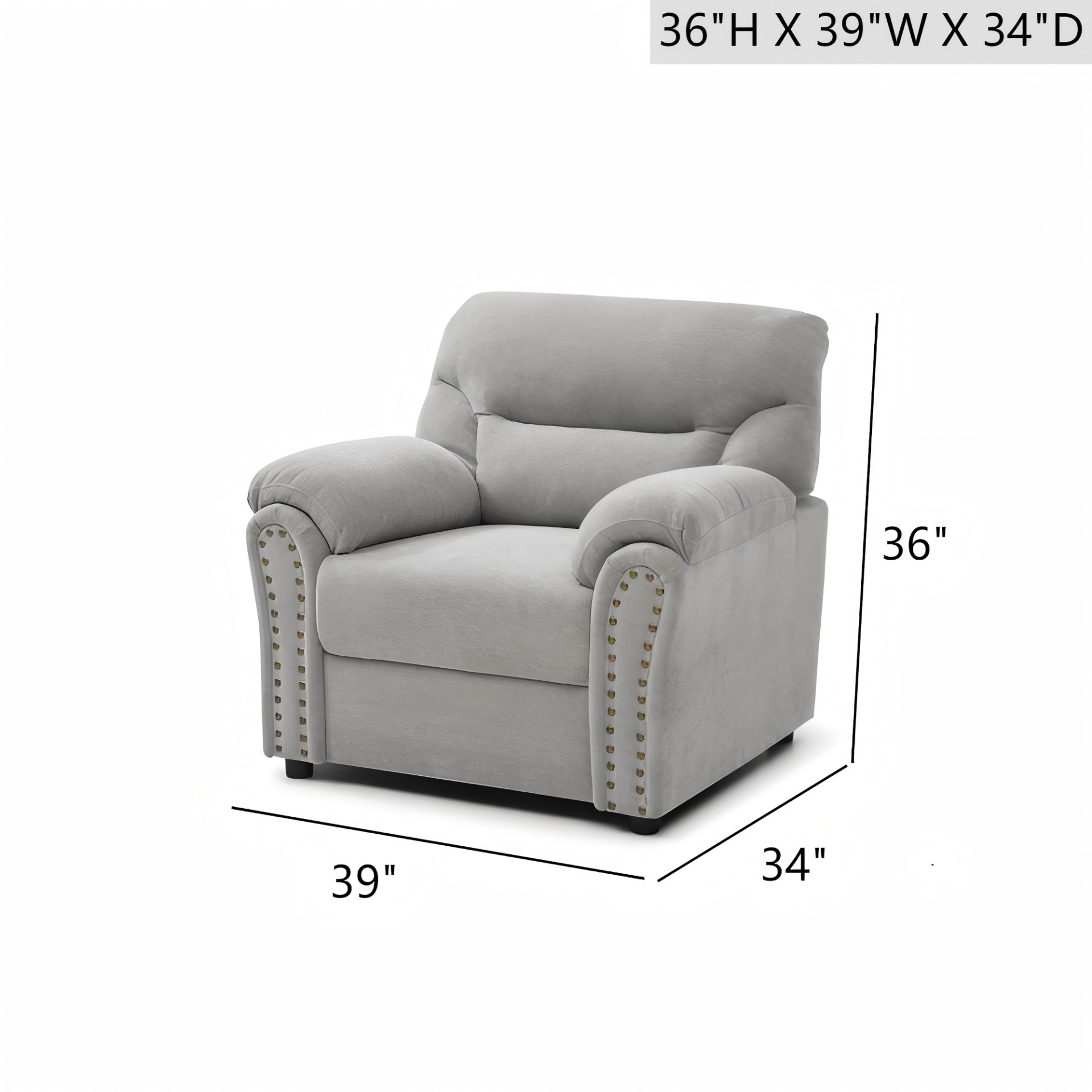 Hamilton - Chair Upholstery With Nailhead Trim - Gray - Image 3