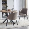 Adjust Legs Upholstered Teddy Faux Fur Dining Armrest Chair (Set of 2) - Light Brown - Image 6