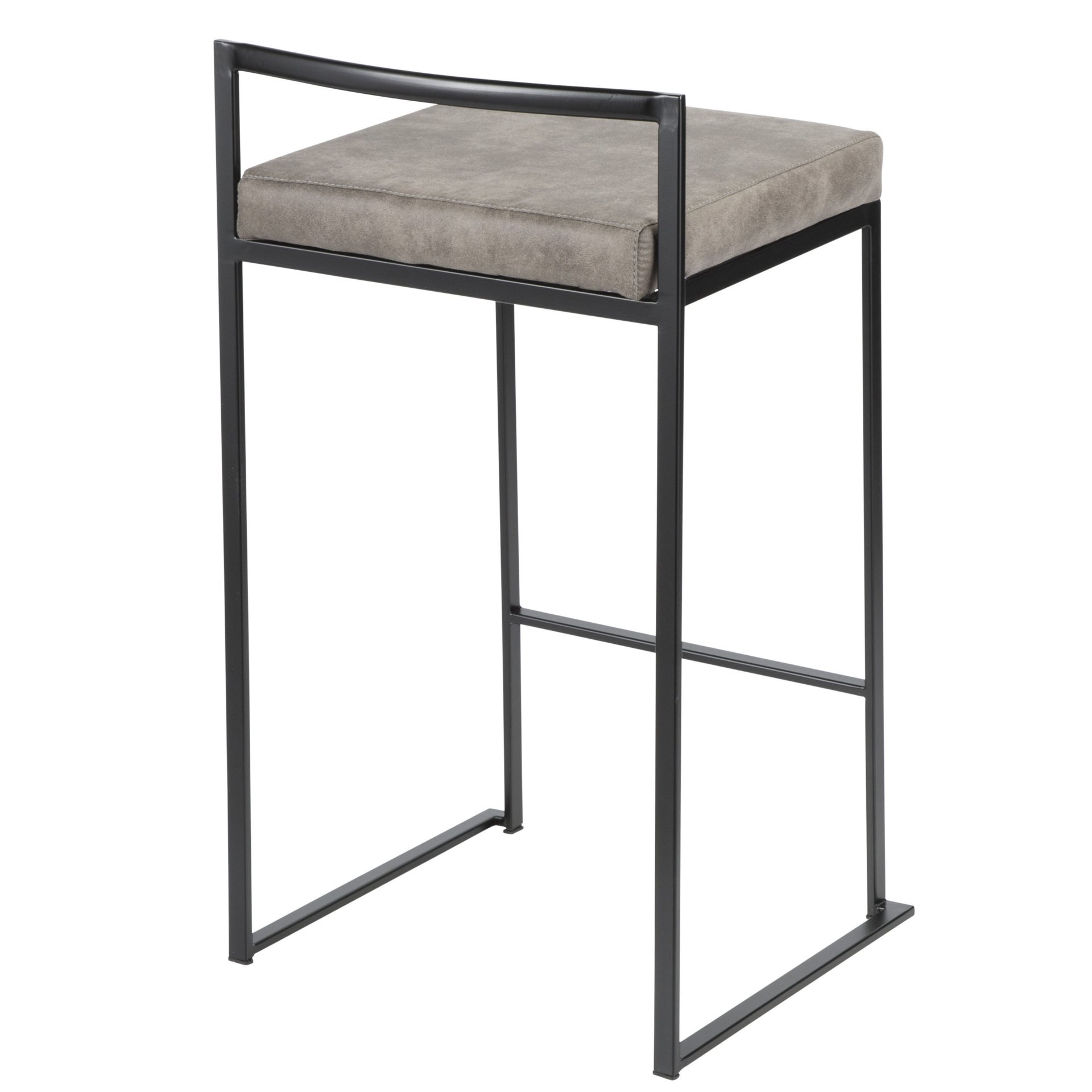 Fuji - Contemporary Stackable Counter Stool (Set of 2) - Black / Stone - Image 4