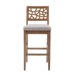 Carmel - Upholstered Barstool With Cracked Ice Pattern - Light Gray