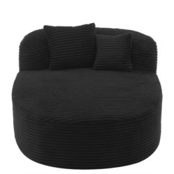 Chaise Lounge Sofa Boneless Couch With Supportive Pillows, Sofa Bed - Black
