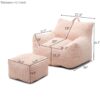 Giant Plush Bean Bag Chair With Armrests And Footstool For Adults - Pink - Image 3
