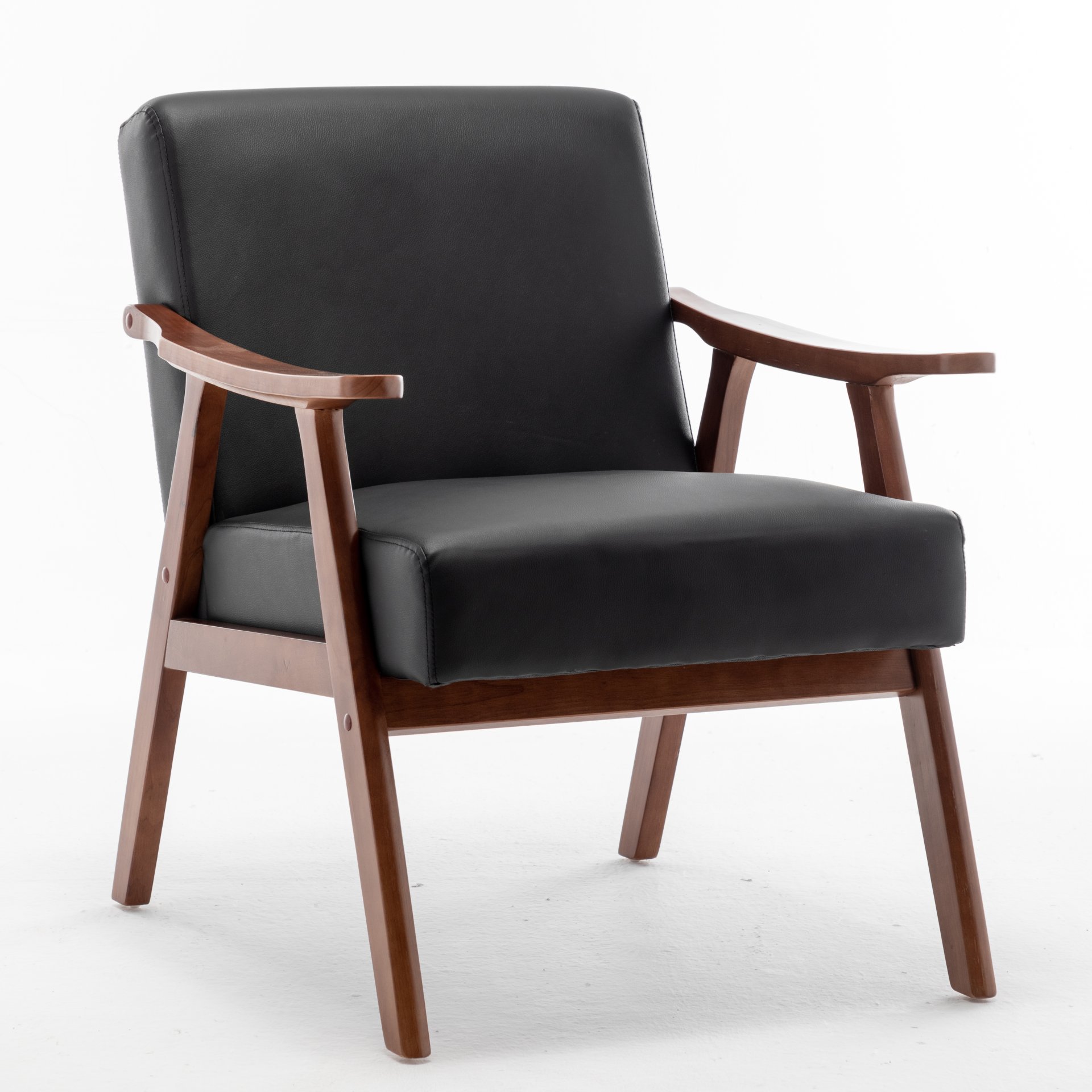 Accent Chair, Classic, Mid Century Modern For Extra Seating - Black - Image 2