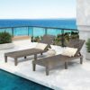 2 Piece Outdoor Chaise Lounges With Adjustable Backrest In Light Polypropylene Resin - Light Brown - Image 3