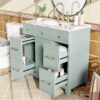 36" Bathroom Vanity With Sink, Soft Close Doors, Adjustable Shelves, And Hairdryer Storage - Green - Image 5