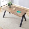 Wood Textured Dining Table With A Frame Legs.Density Board Sticker Pipe Spraying, Suitable For Various Occasions Such As Living Rooms - Black - Image 8