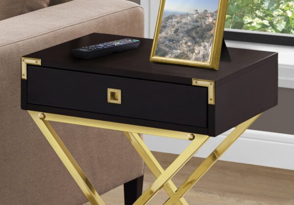 Accent Side Table, Storage Drawer, Contemporary - Espresso