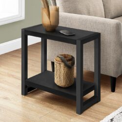 Accent Side Table, Narrow, Small, 2 Tier, Contemporary & Modern - Black