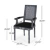 French Country Style Dining Chair With Cane Backrest And Polyester Upholstery - Black - Image 3
