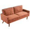 Sofa, European Style With Sleek Design, Modern & Vintage Flair, Upholstered 3 Seater Couch - Red Orange - Image 10