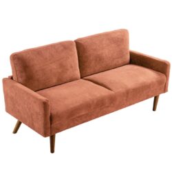 Sofa, European Style With Sleek Design, Modern & Vintage Flair, Upholstered 3 Seater Couch - Red Orange