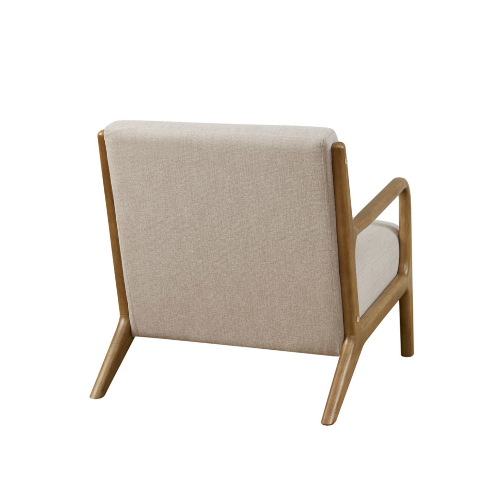 Mid - Century Design Lounge Chair With Upholstered Seat - Cream - Image 7