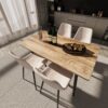 Modern Minimalist Dining Table And Chairs With Metal Legs For 4 - 6 Seats - Wood - Image 6
