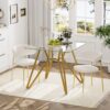 Modern Glass Dining Table With Metal Legs For 2 4 People - Gold - Image 2