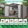 Large Metal Garden Shed With Double Door And Windows Waterproof Tool Shed - Gray - Image 7