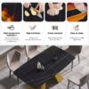 63" Artificial Stone Black Curved Golden Metal Leg Dining Table, 6 People - Black / Gold - Image 12