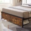 Modern Style Full Bed Drawers With Wheels Storage Solution - Brown / Black - Image 4