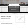 Undermount Kitchen Sink 26" 16 Gauge With Drain Assembly - Brushed Nickel - Image 3