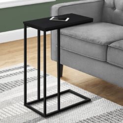 Accent Table, C - Shaped, Durable Construction - Black
