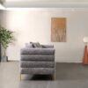 Luxurious And Comfortable Upholstered Sofa With Golden Legs And Pillows For Living Room And Reception Area - Gray - Image 2