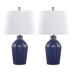 Rockwell - Contemporary Table Lamp (Set of 2) - Dark Blue / Polished Nickel / White