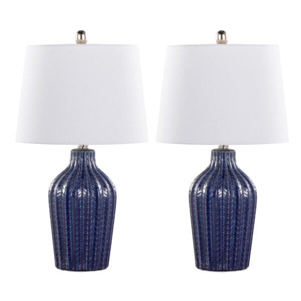 Rockwell - Contemporary Table Lamp (Set of 2) - Dark Blue / Polished Nickel / White