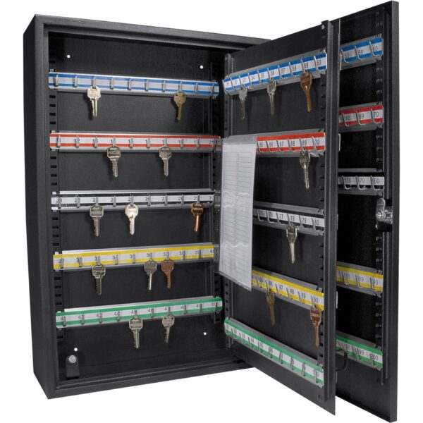 200 Key Adjustable Key Cabinet With Key Lock - Black
