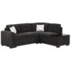 Sectional Pull-Out Sofa Bed L-Shaped Corner Sofa Couch With Storage Chaise, USB Ports, Power Sockets, Cup Holder For Living Room, Bedroom, Study - Black - Image 24