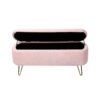 Storage Ottoman Bench For End Of Bed Gold Legs, Modern Gray Faux Fur Entryway Bench Upholstered Padded With Storage For Living Room Bedroom - Pink - Image 15