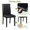 5 Pieces Wooden Dining Table Set, Kitchen Table Set With A Square Table And 4 Upholstered Chairs, Wooden Dining Room Table With Crystal Decoration And Chairs Set For Kitchen, Dining Room - Black - Image 8