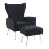 Modern Accent Chair With Ottoman, Comfy Armchair For Living Room, Bedroom, Apartment, Office - Black - Image 14