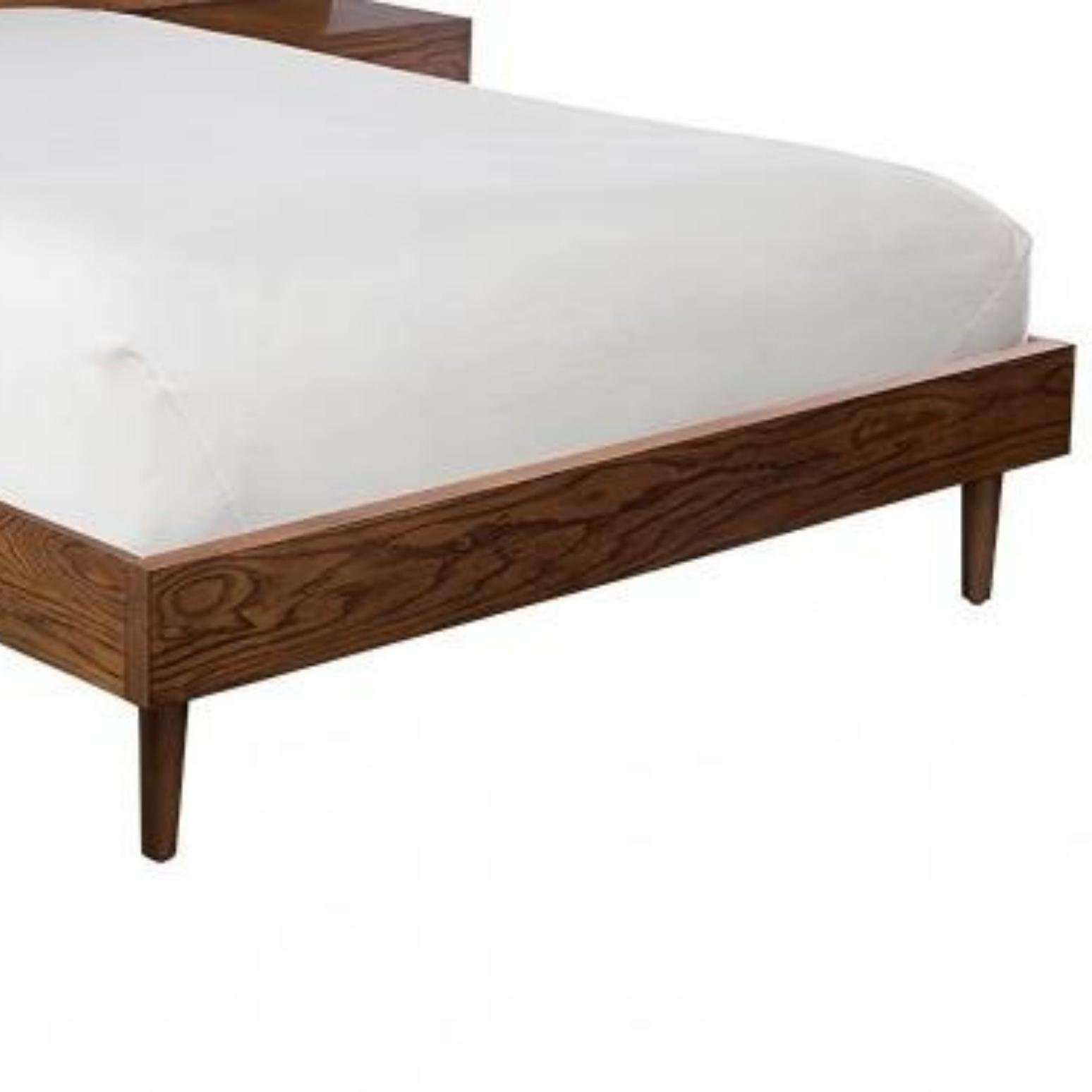 Queen Size Bed With Attached Nightstands And Hidden Storage - Pecan - Image 5