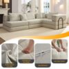 Oversized Upholstered Sectional Sofa Couch Set, Modular L Shaped Floor Sofa Set With 6 Pillows For Living Rooms - Light Gray - Image 21