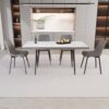 Modern Extendable Dining Table And Chair Set, Elegant Table Chairs, Metal Base - Gray / White - Image 9