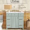 36" Bathroom Vanity With Sink, Soft Close Doors, Adjustable Shelves, And Hairdryer Storage - Green - Image 11