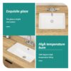 Undermount Rectangular Bathroom Sink & Overflow - White - Image 7