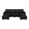Modern U-Shaped Sectional Sofa With Waist Pillows, 6 Seat Upholstered Symmetrical Sofa Furniture, Sleeper Sofa Couch With Chaise Lounge - Black - Image 19