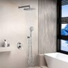 Wall Mounted Shower Set With High Pressure 10" Rain Shower Head And 5 Function Handheld Shower Head - Brushed Nickel - Image 2