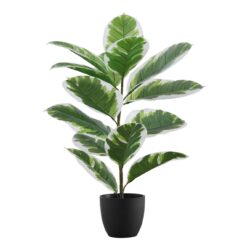 27" Tall, Artificial Plant, Rubber, Indoor, Faux, Fake, Table, Greenery, Potted, Real Touch, Decorative - Green / Black