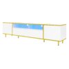 Modern TV Stand For TVs Up To 80", Entertainment Center With 2 Shelves And LED Lights, TV Storage Cabinet With 2 Drawers, 2 Cabinets And Metal Legs For Living Room - White - Image 10