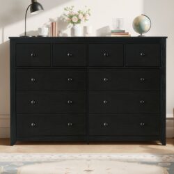 10 Drawer Dresser For Bedroom Ample Storage, Sturdy & Safe - Black