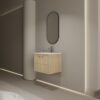 24" Wall Mounted Bathroom Vanity With Ceramic Sink And 2 Soft Closing Doors - Oak - Image 4