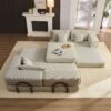 Oversized Upholstered Sectional Sofa Couch Set, Modular L Shaped Floor Sofa Set With 6 Pillows For Living Rooms - Light Gray - Image 9